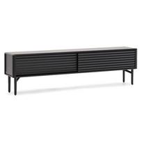 Juodos spalvos TV spintelė iš ąžuolo 200x57x35 cm Lenon – Kave Home