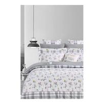 Iš ranforce medvilnės dvigulė/itin ilga patalynė baltos spalvos/pilkos spalvos su paklode/4 dalių 200x220 cm – Mila Home