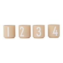 4 dirbtinio porceliano puodelių rinkinys Mini - Design Letters