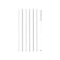 6 baltų stiklinių šiaudelių rinkinys Vialli Design, 20 cm ilgio