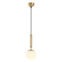 Baltos spalvos/žalvario spalvos kabantis šviestuvas ø 15 cm su stiklo gaubtu King – Opviq lights