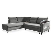 Šviesiai pilkos spalvos aksominė kampinė sofa Miuform Stylish Stan L, kairysis kampas