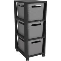 Iš plastiko lentyna ant ratukų juodos spalvos/pilkos spalvos 30x77 cm Brisen – Rotho