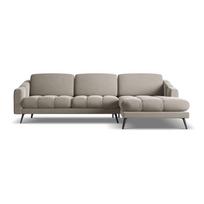 Smėlio spalvos iš velveto kampinė sofa (su dešiniuoju kampu) Nalu – Makamii