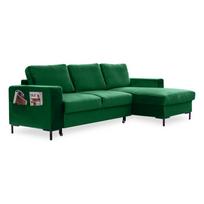 Žalia aksominė kampinė sofa Miuform Lofty Lilly, dešinysis kampas