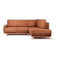 Iš kordinio velveto sulankstoma kampinė sofa oranžinės spalvos Tori – Bonami Selection