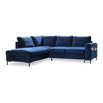 Iš velveto sulankstoma kampinė sofa tamsiai mėlynos spalvos (su kairiuoju kampu) Lofty Lilly – Miuform