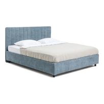 Mėlynos spalvos dvigulė lova audiniu dengta su sandėliavimo vieta su grotelėmis 160x200 cm Myra Slim Line – Bonami Selection