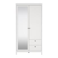 Baltos spalvos drabužių spinta su veidrodžiu 102x199x58 cm Madrid – Tvilum