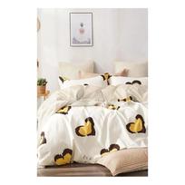 Iš ranforce medvilnės dvigulė/itin ilga patalynė geltonos spalvos su paklode/4 dalių 200x220 cm Double Heart – Mila Home