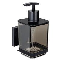 Klijuojamas iš plastiko muilo dozatorius juodos spalvos 340 ml Quadro – Wenko