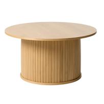 Apvalus natūralios spalvos ąžuolo apdailos kavos staliukas ø 90 cm Nola - Unique Furniture