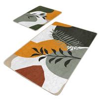 Iš velveto vonios kilimėliai žalios spalvos 2 vnt. 60x100 cm Illustrated Autumn – Mila Home