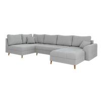 Iš kordinio velveto kampinė sofa šviesiai pilkos spalvos (su dešiniuoju kampu/„U“ formos) Ariella – Ropez