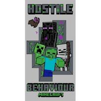 Pilkos spalvos iš medvilnės vaikiškas rankšluostis 70x140 cm Minecraft Hostile Behaviour – Jerry Fabrics