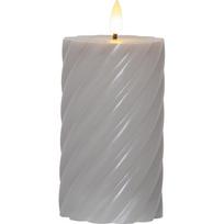 Pilkos spalvos vaško LED žvakė Star Trading Flamme Swirl, aukštis 15 cm