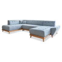 Šviesiai mėlyna sofa-lova U formos Miuform Dazzling Daisy, kairysis kampas
