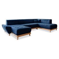 Tamsiai mėlyna sofa-lova U formos Miuform Dazzling Daisy, dešinysis kampas