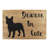 Iš kokoso pluošto grindų kilimėlis 40x60 cm Beware I'm Cute French Bulldog – Artsy Doormats