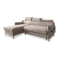 Sulankstoma kampinė sofa iš velveto smėlio spalvos (su kairiuoju kampu) Sweet Harmony – Miuform