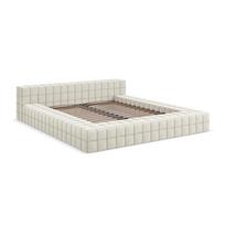 Kreminės spalvos dvigulė lova audiniu dengta su lovos grotelėmis 140x200 cm Akela – Makamii
