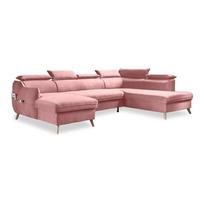 Sulankstoma kampinė sofa iš velveto šviesiai rožinės spalvos (su dešiniuoju kampu/„U“ formos) Sweet Harmony – Miuform