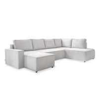 Iš kordinio velveto sulankstoma kampinė sofa baltos spalvos (su dešiniuoju kampu/„U“ formos) Brave Dave – Miuform