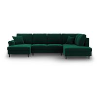Žalios spalvos iš velveto sulankstoma/su sandėliavimo vieta kampinė sofa (su dešiniuoju kampu/„U“ formos) Kyoto – Cosmopolitan Design