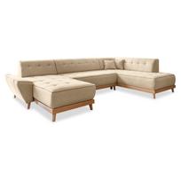 Smėlio spalvos sofa-lova U formos Miuform Dazzling Daisy, dešinysis kampas