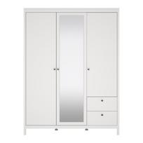 Baltos spalvos drabužių spinta su veidrodžiu 150x199x58 cm Madrid – Tvilum