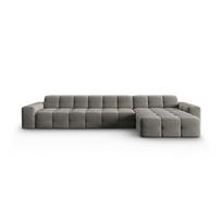 Pilka aksominė kampinė sofa (dešinysis kampas) Kendal - Micadoni Home