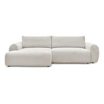 Iš kordinio velveto sulankstoma kampinė sofa kreminės spalvos (su kairiuoju kampu) Lucien – Bobochic Paris