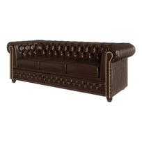 Tamsiai ruda sofa-lova iš odos imitacijos 203 cm York - Ropez