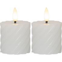 2 balto vaško LED žvakių rinkinys Star Trading Flamme Swirl, aukštis 7,5 cm