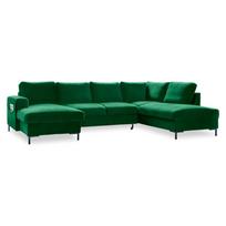 Žalia aksominė U formos sofa Miuform Lofty Lilly, dešinysis kampas