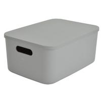 Pilkos spalvos iš plastiko daiktadėžė su dangčiu 35,5x25,5x16 cm – Homéa