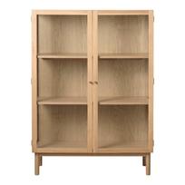 Vitrina iš ąžuolo masyvo natūralios spalvos 140x100 cm Elba – Unique Furniture