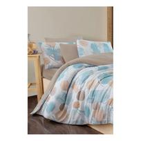 Dvigulė/itin ilga patalynė mėlynos spalvos/rudos spalvos su paklode/4 dalių 200x220 cm Magnolia – Mila Home