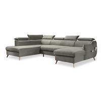 Sulankstoma kampinė sofa iš velveto šviesiai pilkos spalvos (su kairiuoju kampu/„U“ formos) Sweet Harmony – Miuform
