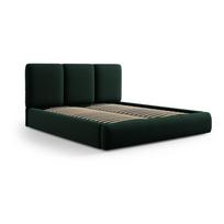 Iš aksomo dvigulė lova tamsiai žalios spalvos audiniu dengta su sandėliavimo vieta su lovos grotelėmis 180x200 cm Brody – Mazzini Beds