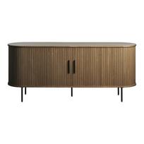 Šoninė spintelė rudos spalvos iš ąžuolo su stumdomomis durimis 180x76x45 cm Nola – Unique Furniture