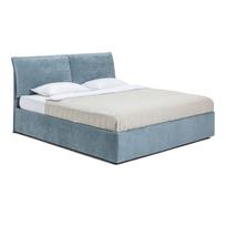 Mėlynos spalvos dvigulė lova audiniu dengta su sandėliavimo vieta su grotelėmis 180x200 cm Thessa Pillow – Bonami Selection