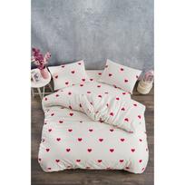 Iš ranforce medvilnės dvigulė/itin ilga patalynė kreminės spalvos su paklode/4 dalių 200x220 cm Mini Hearts – Mila Home