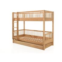 Dviauktė/ištraukiama iš ąžuolo masyvo vaikiška lova natūralios spalvos su sandėliavimo vieta 90x200 cm Forrest – Vipack