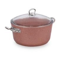 Rožinis aliuminio puodas su dangčiu Güral Porselen Classic, ø 24 cm