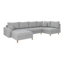 Iš kordinio velveto kampinė sofa šviesiai pilkos spalvos (su kairiuoju kampu/„U“ formos) Ariella – Ropez