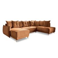 Sulankstoma kampinė sofa iš kordinio velveto raudonos plytų spalvos (su dešiniuoju kampu/„U“ formos) Lazy Lukka – Miuform