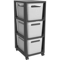 Baltai juoda plastikinė mobili lentyna 30x77 cm Brisen - Rotho