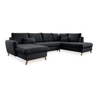 Tamsiai pilkos spalvos sofa-lova U formos Miuform Scandic Lagom, dešinysis kampas