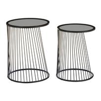 Apvalios formos šoniniai stalai 2 vnt. su stikliniu stalviršiu ø 41 cm Trento – Premier Housewares